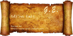 Güns Emil névjegykártya
